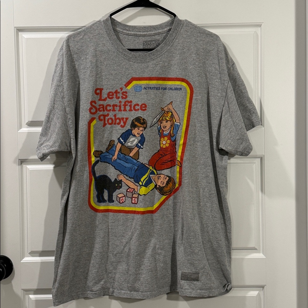 Steven Rhodes Mens Let’s Sacrifice Toby Grey Graphic Tee XL
